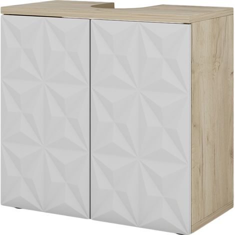 Mobile sottolavabo per bagno Edge, Bianco, 60 x 57 cm con 2 porte, Vicco (1/5)
