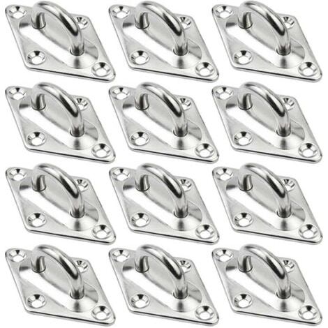 Plaques à Oeillets Rhombic,12 Pièces Platine Oeillet Inox M5 Kit de Crochet Plafond Charge Lourde,Crochet Suspension Plafond Fixation Support Anneau Mural Crochets D'ancrage pour Accrocher Objets (1/5)