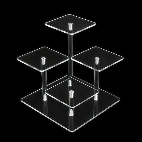 4 Pièces Présentoir en Acrylique, Etagere Transparente svec Film Protecteur, Rangement Parfum Stable Presentoir pour Parfum Figurines Bijoux (1/5)