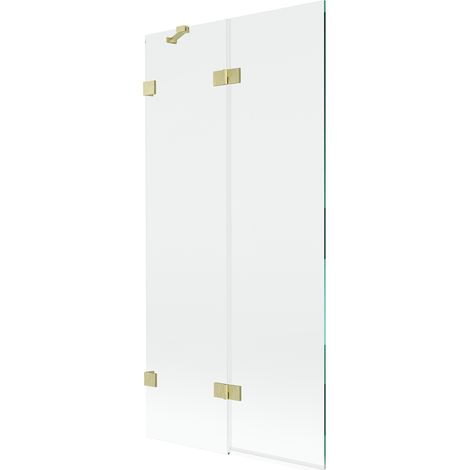 Mexen Lunar Duschtrennwand 2-flügelig links 90 x 150 cm, transparent, gebürstetes Gold - 897-090-100-55-00-L (1/5)