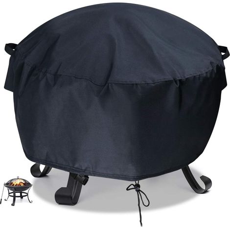 Sollbry Schutzhülle für Garten-Feuerstelle, Terrassen-Feuerstelle, 210D Oxford-Gewebe, wasserdicht und reißfest, rund, schwarz, 85 x 40 cm
