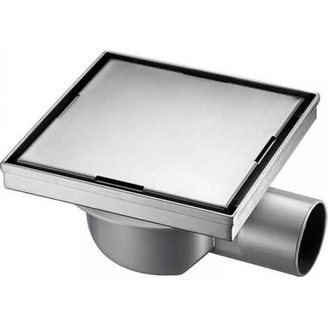 10 cm (4 Zoll) quadratischer Duschablauf aus Edelstahl mit Haarfilter, Edelstahlfarbe (1/5)