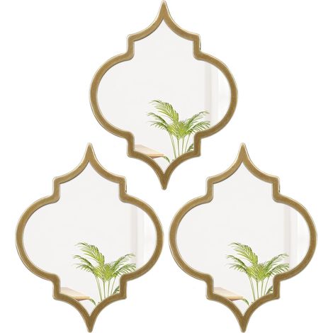 Lot de 3 petits miroirs muraux dorés (1/5)
