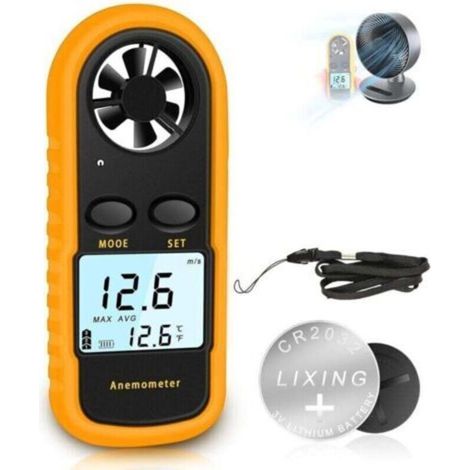 Portable Anemometer High Precision (±5%) Digital Anemometer with LCD Backlight, Portable Anemometer for Outdoors, HAVC, Drones