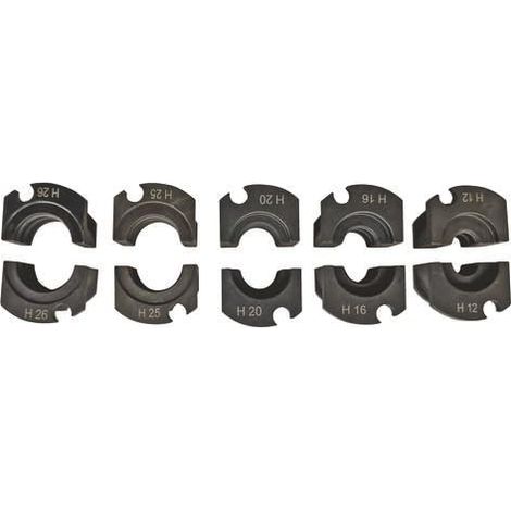 Lot de Mâchoires Profil H - Ø12-16-20-26-32 mm - Compatible avec Pince à Sertir - Noir - Pour Raccords Multicouche et PER