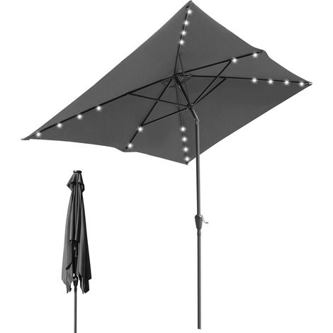Wolketon LED Sonnenschirm 2 × 3 m – Großer Terrassenschirm mit UV-Schutz, grau