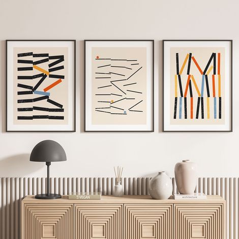 Lot de 3 Affiches / Posters Triptyque - Design - 3 Affiches - 70x100 cm (Cadres non fournis) - Photo pleine page (1/5)