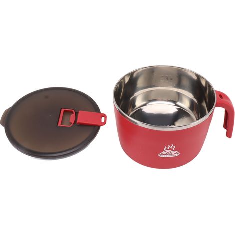 Tasse à soupe instantanée en acier inoxydable avec couvercle et joint, idéale pour les dortoirs et les bureaux, 1300 ml, grande capacité, rouge (1/5)