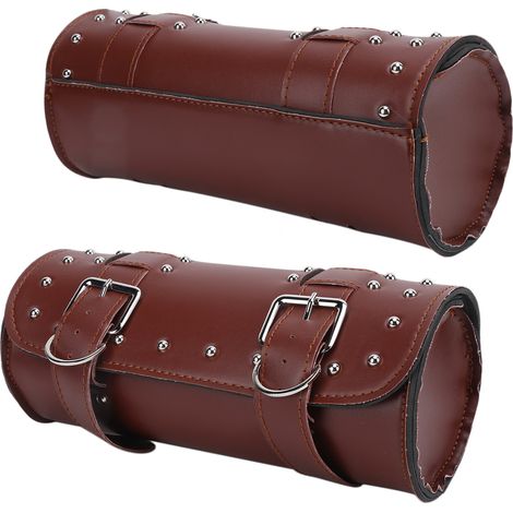 Sacoche à outils pour moto en similicuir, espace suffisant, universelle et résistante, marron (1/5)
