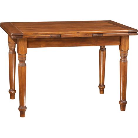 Country-style solid lime wood walnut finish W120XDP80XH80cm sized extensible table. Made in Italy