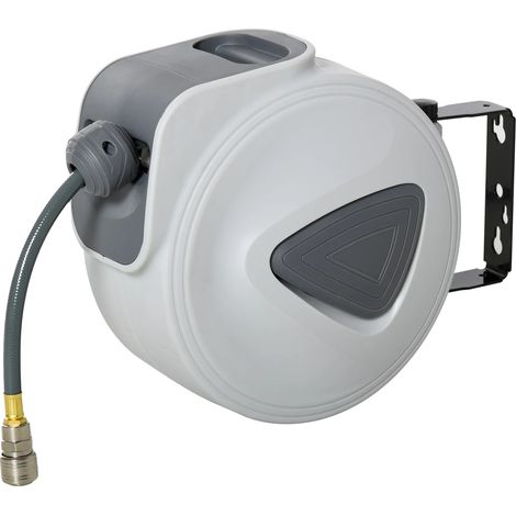 Carrete para manguera de aire comprimido, 10 m de longitud, compatible con diversas herramientas neumáticas, color verde militar. (1/2)