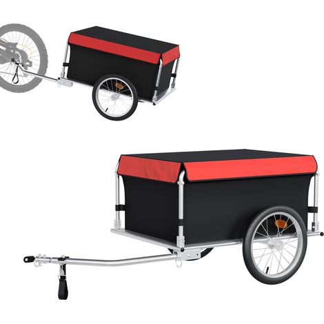 Wiltec Remorque pour vélo 65 kg max., 1350 x 600 x 580 mm, Timon rabattable & Attelage rapide, Transport de charges Randonnée Voyage, Chariot pour bicyclette (1/5)