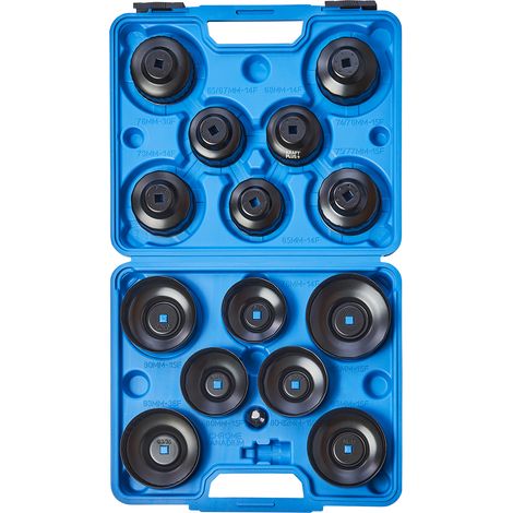 KRAFTPLUS K.210-3615 Ölfilterschlüssel Satz Ölfilterkappen Ölfilter Werkzeug mit Adapter - 15 teilig