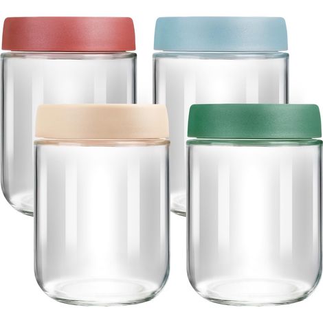 Lot de 4 Bocal en Verre avec Couvercle 480ml, Bocal Overnight Oats (1/5)