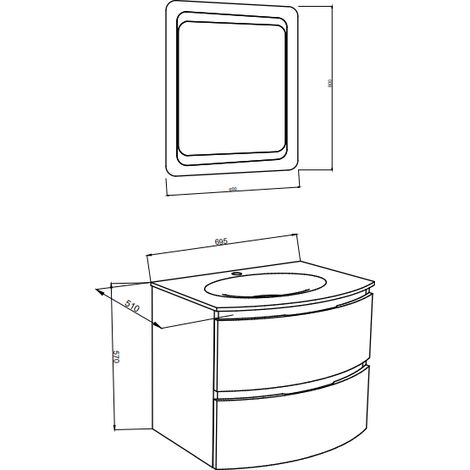 Mobile bagno sospeso 70 cm in legno blu petrolio con lavabo - Arona - Standard