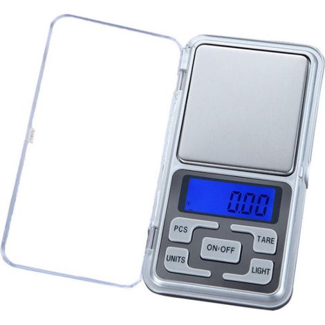 Balanza de cocina de precisión de 0,01 g a 500 g – Pantalla LED – Superficie de acero inoxidable – 5 unidades de medida – Cuenta y pesa artículos pequeños (1/5)