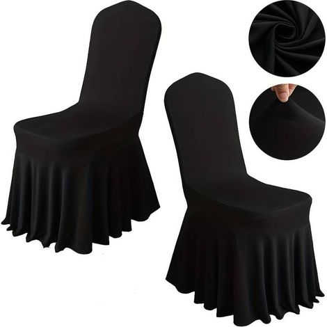 Set aus zwei dicken, elastischen Stuhlhussen, 290 g, einfarbig, wiederverwendbar, geeignet für Hochzeiten, Bankette und Restaurantpartys. (1/5)