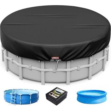 Ganzjahres-Poolabdeckung für Aufstellpools, Poolschutz, runde Außenabdeckung für Whirlpool und Badewanne, ideal zur Poolreinigung (3,1 m, Schwarz) Schwarz 310 cm (Rund) (1/5)