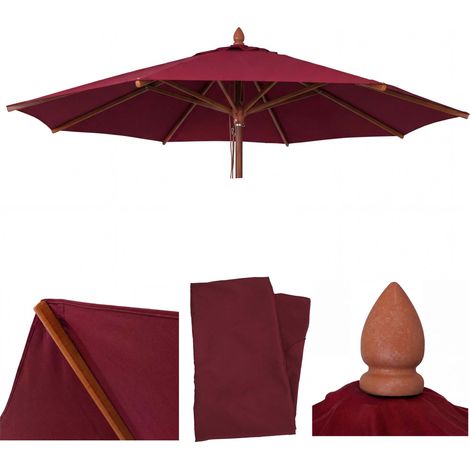 Toile de rechange pour parasol de restaurant en bois HWC-C57b, housse de parasol, ronde é4m polyeste (1/5)