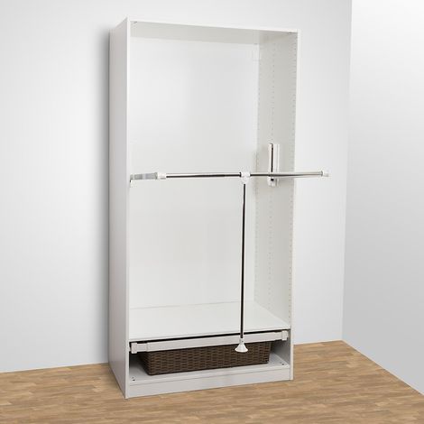 Kleiderlift mit Teleskop-Breitenverstellung 875 - 1200 mm Tragkraft 12 kg weiß (1/5)