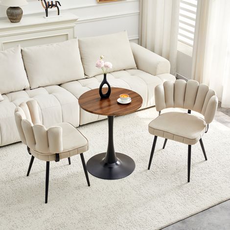 Set tavolo e sedie 60x60x72 cm in MDF, noce e nero, salvaspazio per soggiorno FloraGrace (1/5)