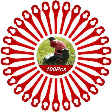 String Trimmer Accessory-100pcs Replacement Plastic Blades for String Trimmer Lawn Mower Blade Cordless Brush Cutter Blades Replacement Cutting Blades for Garden Pel (1/3)