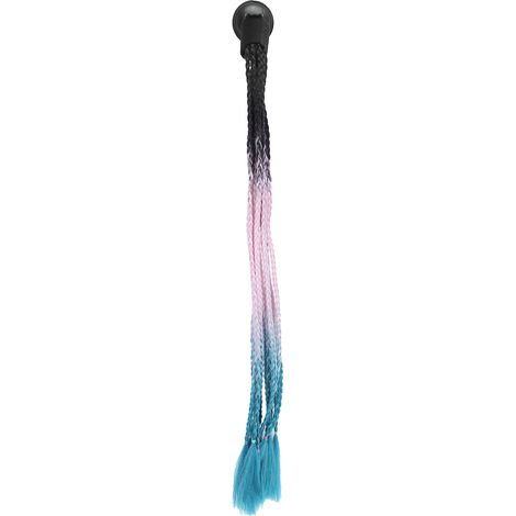 Casque moto déco queue de cheval, perruque tresses dégradée noir rose bleu lac, accessoire tendance (1/5)