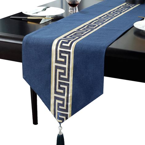 Chemin de table style chinois, drapeau de table style chinois, drapeau de table basse style chinois, nappe à rayures longues, nappe à thé, serviette, drapeau de lit d'hôtel, serviette de lit (1/5)