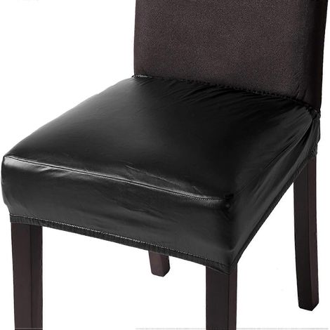 Housses de chaises extensibles en similicuir imperméables pour salle à manger, bureau, hôtel, mariage, noir, lot de 2 pièces (1/5)