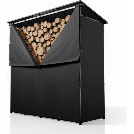 Scaffale esterno per legna da ardere con tetto  Robusto ripostiglio in legno per giardino e terrazza con telo di protezione dalle intemperie