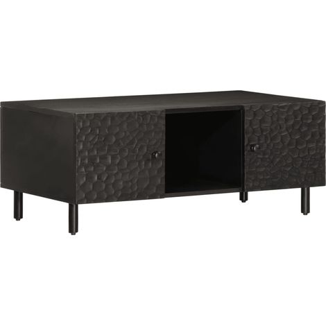 Table basse design moderne et contemporaine 100 x 54 x 40 cm bois massif de manguier noir et fer DEC039574