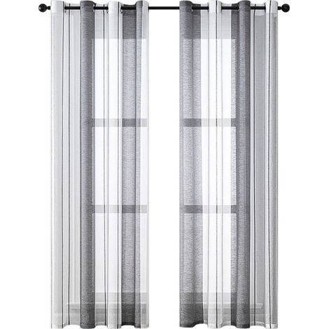 Rideaux Transparents à Oillets - Voile à Rayures - Rideau Décoratif