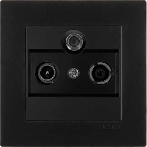 Prise terminale RTV-SAT avec filtre noir – ensemble complet avec plaque – 279/14E EXEN (1/3)