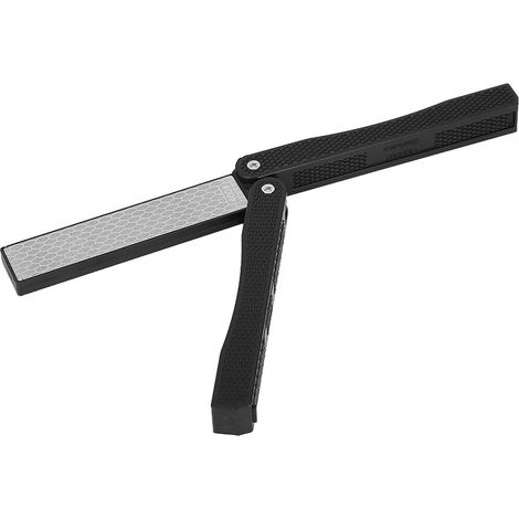 Doppelseitiger Messerschärfer, tragbar, faltbar, rutschfest, Diamantschärfer (Schwarz) (1/5)