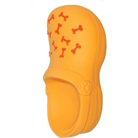 latex Slipper chien jouet à macher – sonore et résistant aux morsures – pour petits chien dentition nettoyage lutte contre l'ennui – Orange (1/5)