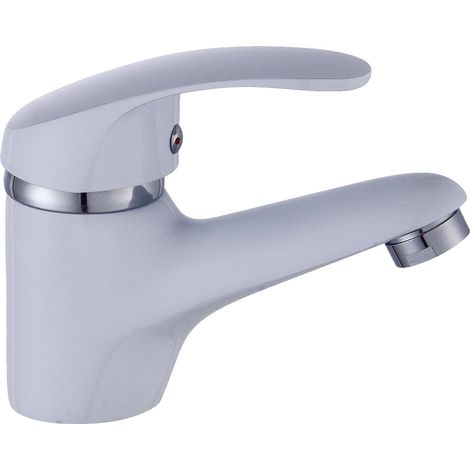 Rubinetto per lavabo da bagno, design monocomando, struttura in ottone resistente, BIANCO, Ottone (1/2)