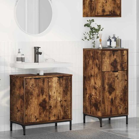 Badezimmermöbel-Set mit Schubladen 2 pcs Geräucherte Eiche