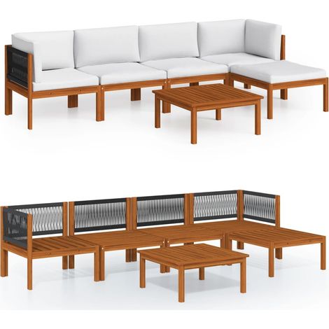 Maison Exclusive - 6-tlg. Garten-Lounge-Set mit Kissen Cremefarbe
