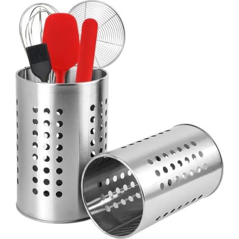 Lot de 2 Rangement couverts, Acier inoxydable, Compartiments séparés, Ventilation, Cuisine (1/5)