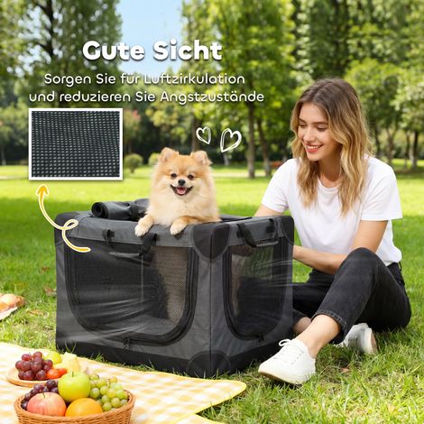 Cage de transport pliable pour chien, avec coussin amovible et lavable, revêtement en tissu Oxford, pour chiens jusqu'à 4 kg, vert armée (1/5)