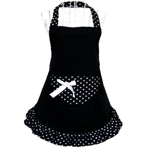 Tablier de cuisine pour femme avec poches et nœud papillon en coton de bonne qualité Noir (1/4)