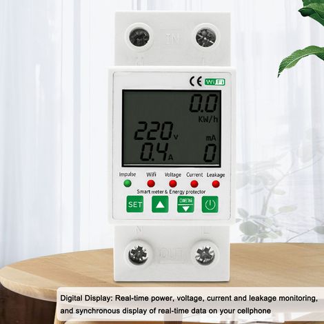 Interruttore di protezione da dispersione intelligente Tuya WiFi 2P con funzione timer per il monitoraggio di corrente e tensione, misuratore di potenza e compatibile con Amazon Alexa e Home per il co (1/5)