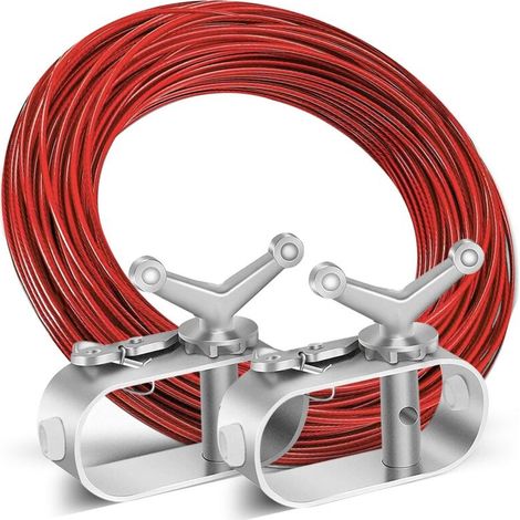 Tendicavo per fune metallica, verricello per copertura piscina, corda per copertura piscina con 2 tenditori in filo d'acciaio, Ø 2,2 mm, lunghezza 40 m, tenditori per cavo d'acciaio per accessori per