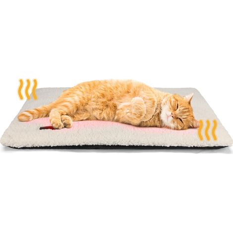Cuccia riscaldata per gatti, tappetino riscaldato per gatti e cani, 24 x 18 pollici, cuscino termico extra caldo per animali domestici da interno ed esterno con fodera rimovibile, fondo antiscivolo, l
