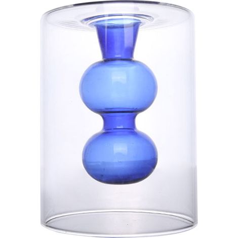 Vase Hydroponic pour Plantes & Aromathérapie, Vase Moderne en Verre épais Bleu Style 1 (8cm x 10.5cm) pour Salon Décor d'intérieur (1/5)