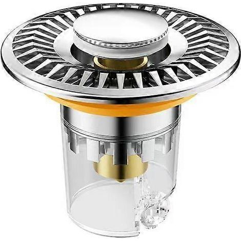 Bouchon d'évier à clapet, en acier inoxydable 304, convient aux éviers de salle de bain et de cuisine (33-40 mm, argent). (1/5)