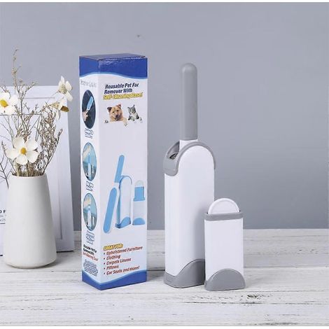 Ensemble de 2 brosses pour enlever les poils d'animaux (chat et chien), brosse magique double face réutilisable, brosse de nettoyage grise. (1/5)