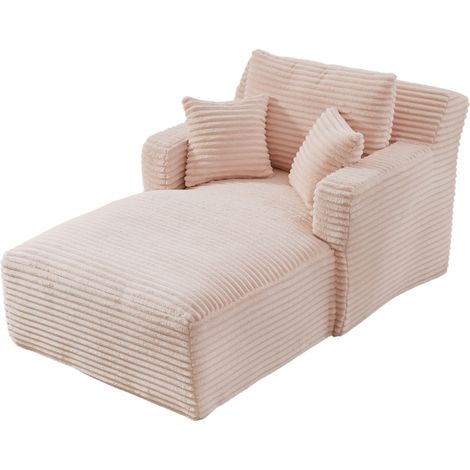 Chaiselongue convertible en velours côtelé rose, canapé-lit sans montage, fauteuil relax confortable pour salon, bureau ou petit appartement – CHICFURN (1/5)