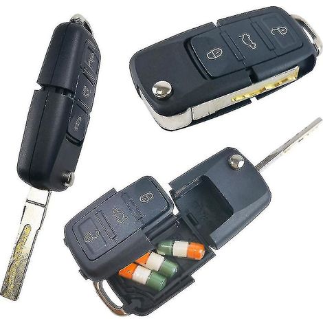 Coffre-fort dissimulé avec double clé, compartiment secret, boîte de rangement, leurre discret pour clé de voiture avec clé gravée pour cacher et stocker argent et pilules.