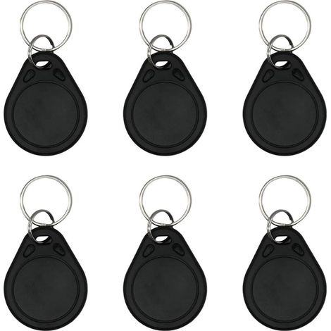 6 Tags NFC Badges RFID NTAG215 540 Bytes, Tags NFC Programmables Pour iPhone Raccourcis, Android, pour Amiibo, Domotique, Porte-Clés – Compatibles iOS Pour Samsung Huawei, Noir (1/5)